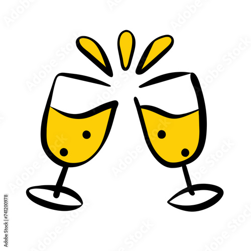 Doodle Cheers icon isolated. Cheers Glasses, Glasses
