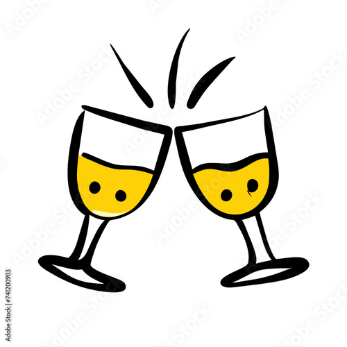 Doodle Cheers icon isolated. Cheers Glasses, Glasses
