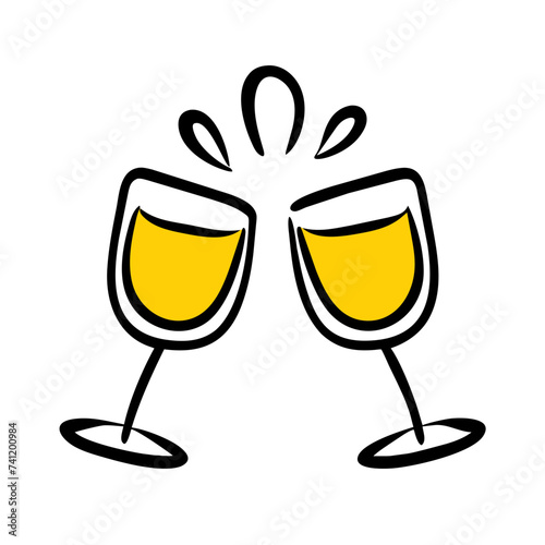 Doodle Cheers icon isolated. Cheers Glasses, Glasses

