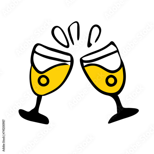 Doodle Cheers icon isolated. Cheers Glasses, Glasses
