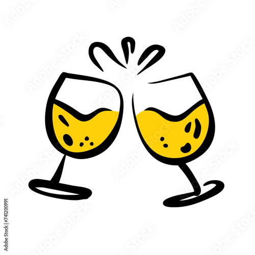 Doodle Cheers icon isolated. Cheers Glasses, Glasses
