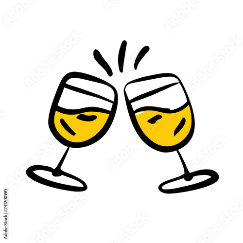 Doodle Cheers icon isolated. Cheers Glasses, Glasses
