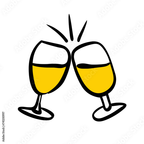 Doodle Cheers icon isolated. Cheers Glasses, Glasses
