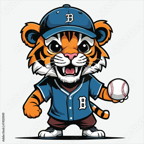 vector of tiger play baseball