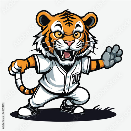 vector of tiger play baseball