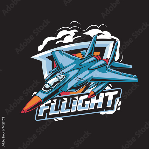 Vector Illustration Air Jet from side view
with FLLIGHT text Esport Logo photo