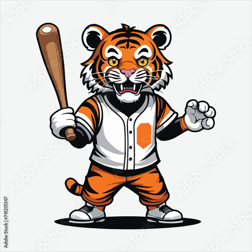 vector of tiger play baseball