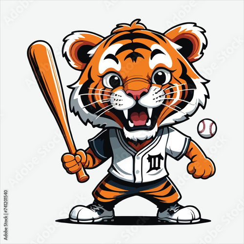 vector of tiger play baseball