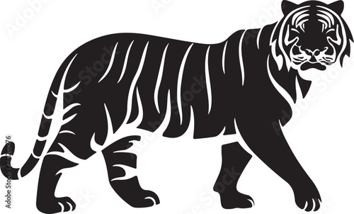 Black tiger silhouettes vector illustration