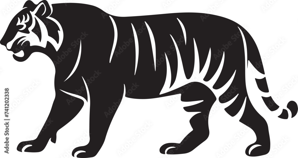 Obraz premium Black tiger silhouettes vector illustration