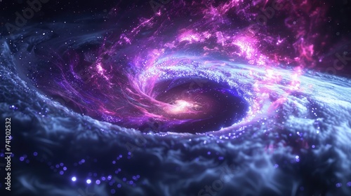 Expanding digital universe neon galaxies swirling in a sea of glowing waves abstract and mesmerizing © Thanaphon