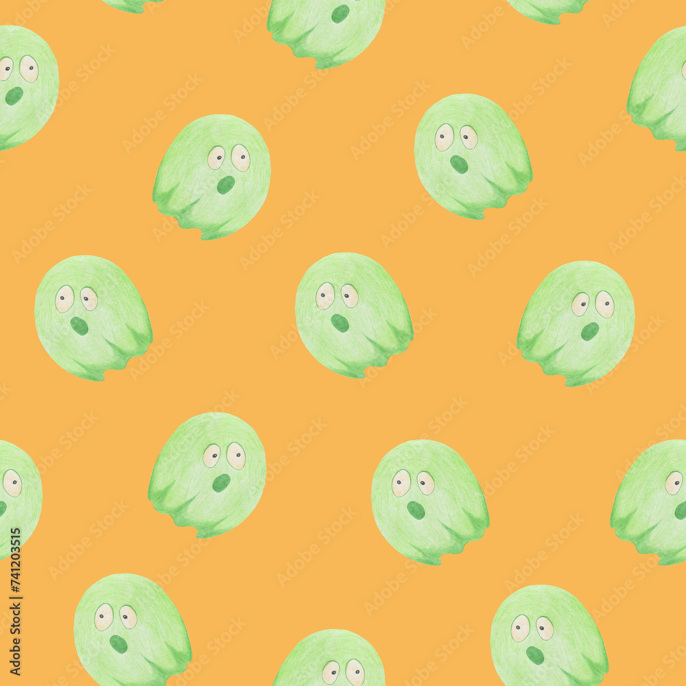 Halloween Background. Halloween Seamless Pattern with Ghosts. Halloween Background. Halloween Seamless Pattern with Ghosts.