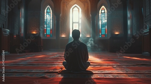 Muslim Man Praying in Mosque. Islam, Islamic, Pray, Ramadan, Eid Al Adha, Eid Mubarak, Spiritual
