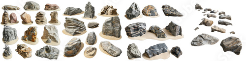Varied rock formations Hyperrealistic Highly Detailed Isolated On Transparent Background Png File