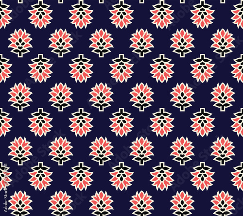 Block print floral booti allover seamless repeat pattern