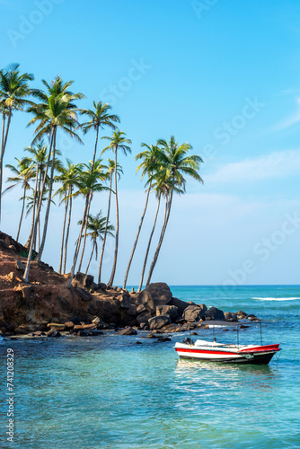 Beautiful Indian Ocean coastline on the island of Sri Lanka, Mirissa.