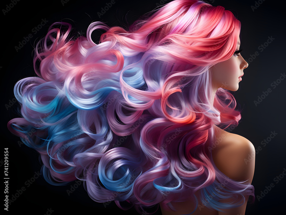 A Woman with Beautiful Colorful Wavy Hair