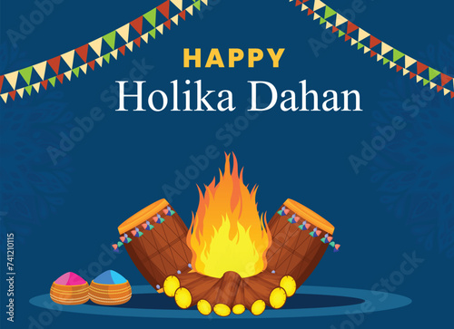 Holika Dahan celebration poster ti indian winter holiday design
