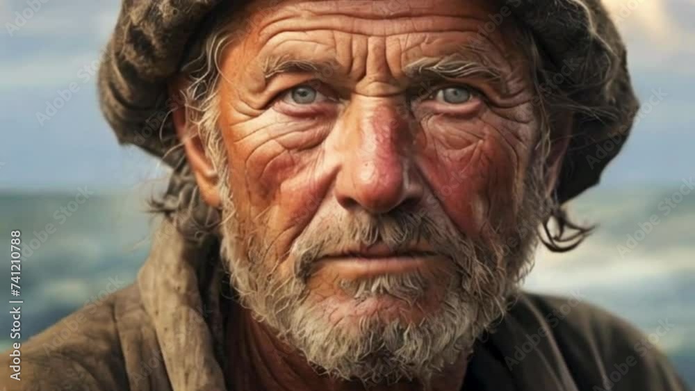 A weathered fisherman's face, illuminated by the soft morning light, reveals a lifetime of tales from the sea. His eyes, deep and reflective, hint at storms weathered and adventures embraced. A weathered fisherman's face, illuminated by the soft morning light, reveals a lifetime of tales from the sea. His eyes, deep and reflective, hint at storms weathered and adventures embraced.