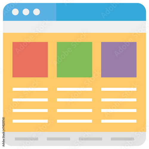Content page flat icon design, content creation concept 