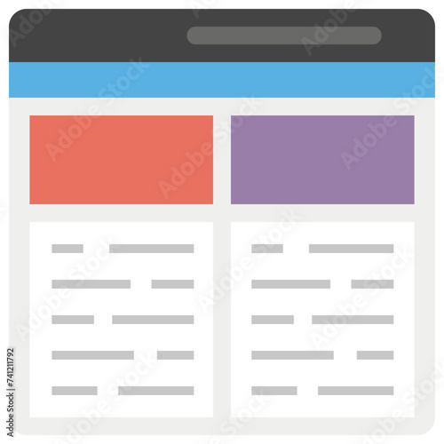 Blog page flat icon design, content writing 