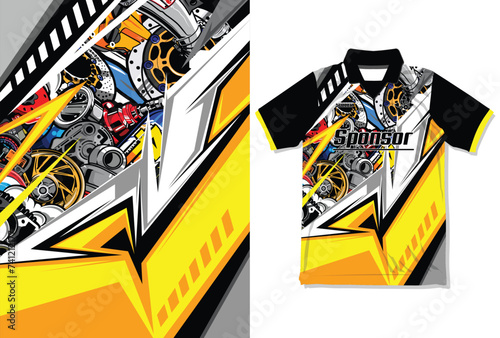 Vector futuristic abstract background pattern for sport jersey design