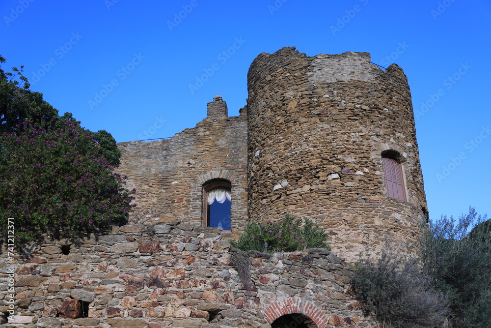 ruins of the castle bormes la mimosa, france