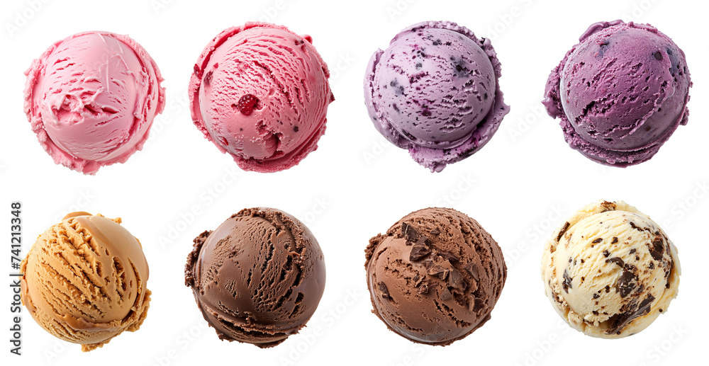 custom made wallpaper toronto digitalIce cream scoops ball chocolate vanilla chocolate chip coffee mix berry strawberry milk based dessert isolated background	