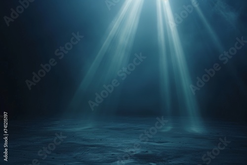 Bright Light Shines Into Dark Blue Water. Generative AI