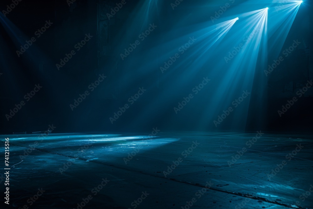 Bright Lights Illuminate Empty Stage. Generative AI