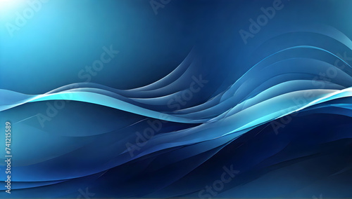 Bright blue dynamic abstract illustration background with moving soft wave lines decoration.