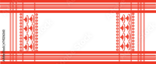 The gamosa, also known as gamusa, holds great cultural significance for the indigenous people of Assam, India. This traditional textile pattern is typically a white rectangular piece of cloth, symboli