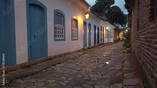 Walking in a stone village on a colonial city in Brazil photo