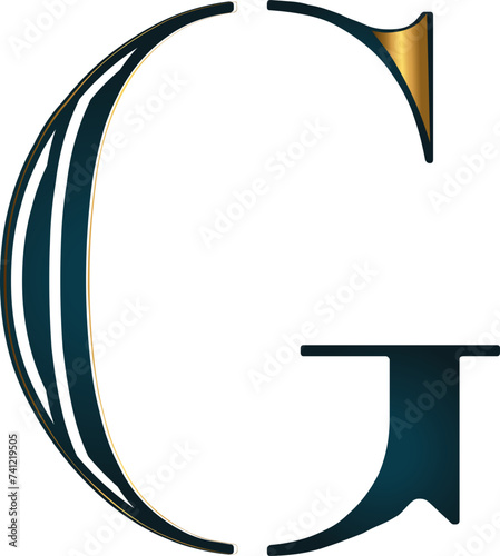 Elegant font, letter G