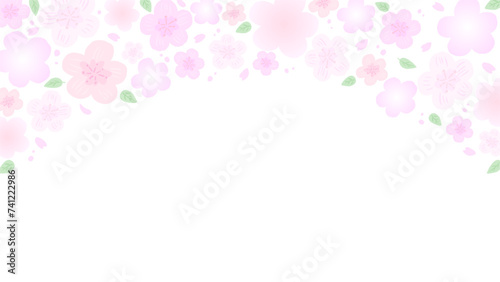 A gorgeous cherry blossom background inspired by spring, a stylish hand-drawn illustration / 春をイメージした華やかなさくらの背景、おしゃれな手描きイラスト