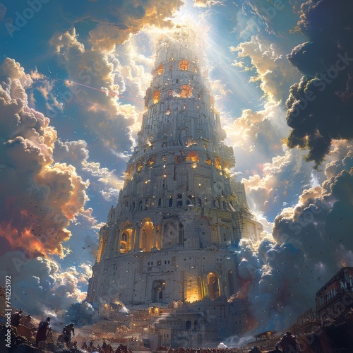 Tower of Babel a structure piercing the heavens where every floor is a portal to a different world