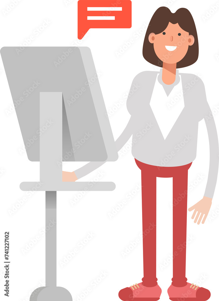 Businesswoman Character Working on Computer
Businesswoman Character Working on Computer