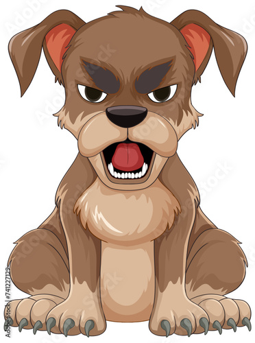 Vector illustration of a fierce cartoon dog