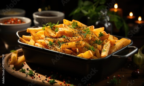 a crispy golden fries served in a stylish container 