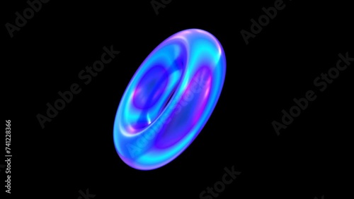 3d abstract Iridescent Ring shape Loop animation with alpha layer.