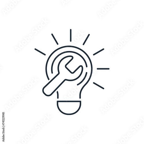 Transform, improve an idea. Vector linear icon isolated on white background.