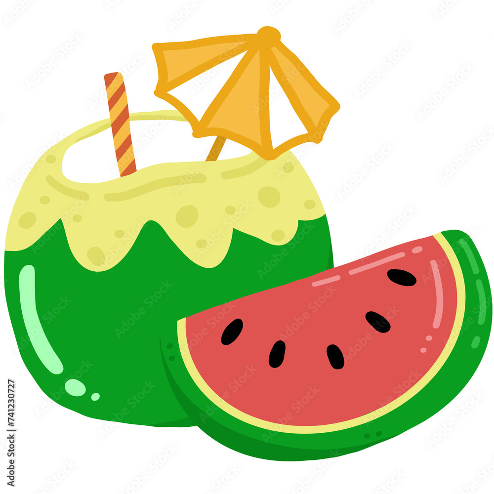 coconut juice and water melon coconut juice and water melon