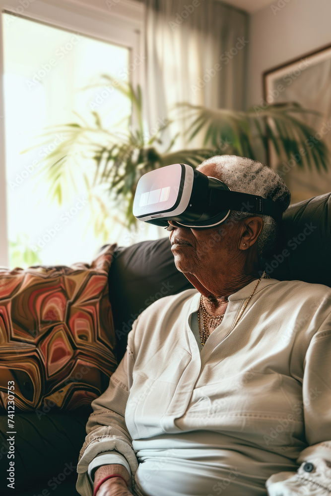 Obraz premium AR Assisted Healthcare for the Elderly Seniors using AR glasses to access healthcare services manage appointments and make payments using Bitcoin ensuring a life well lived