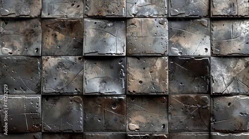 Explore the precision of tiled metal texture. Ai Generated.