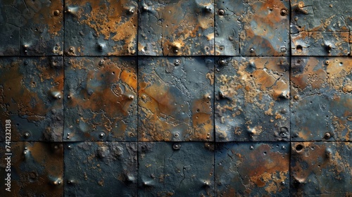 Explore the precision of tiled metal texture. Ai Generated.