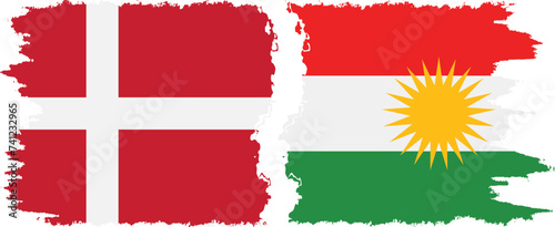 Free Download Kurdistan and Denmark grunge flags connection vector - GFXLoad