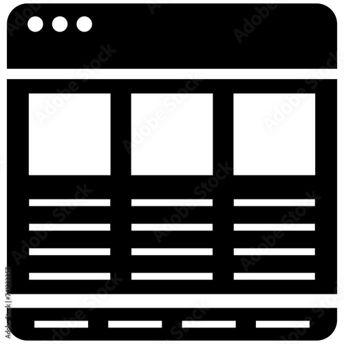 Content page solid icon design, content creation concept 