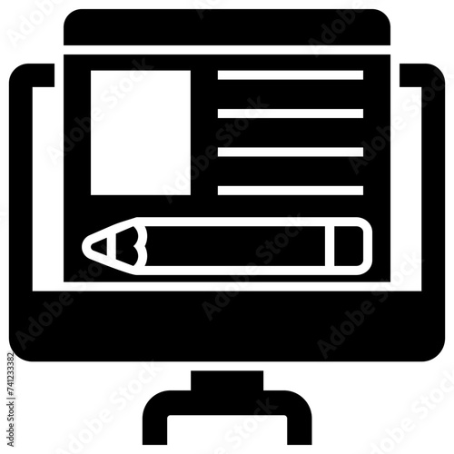 Blogging solid icon design, online journals 
