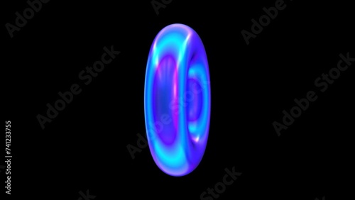 3d abstract Iridescent Ring shape Loop animation with alpha layer.