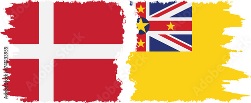 Free Download Niue and Denmark grunge flags connection vector - GFXLoad